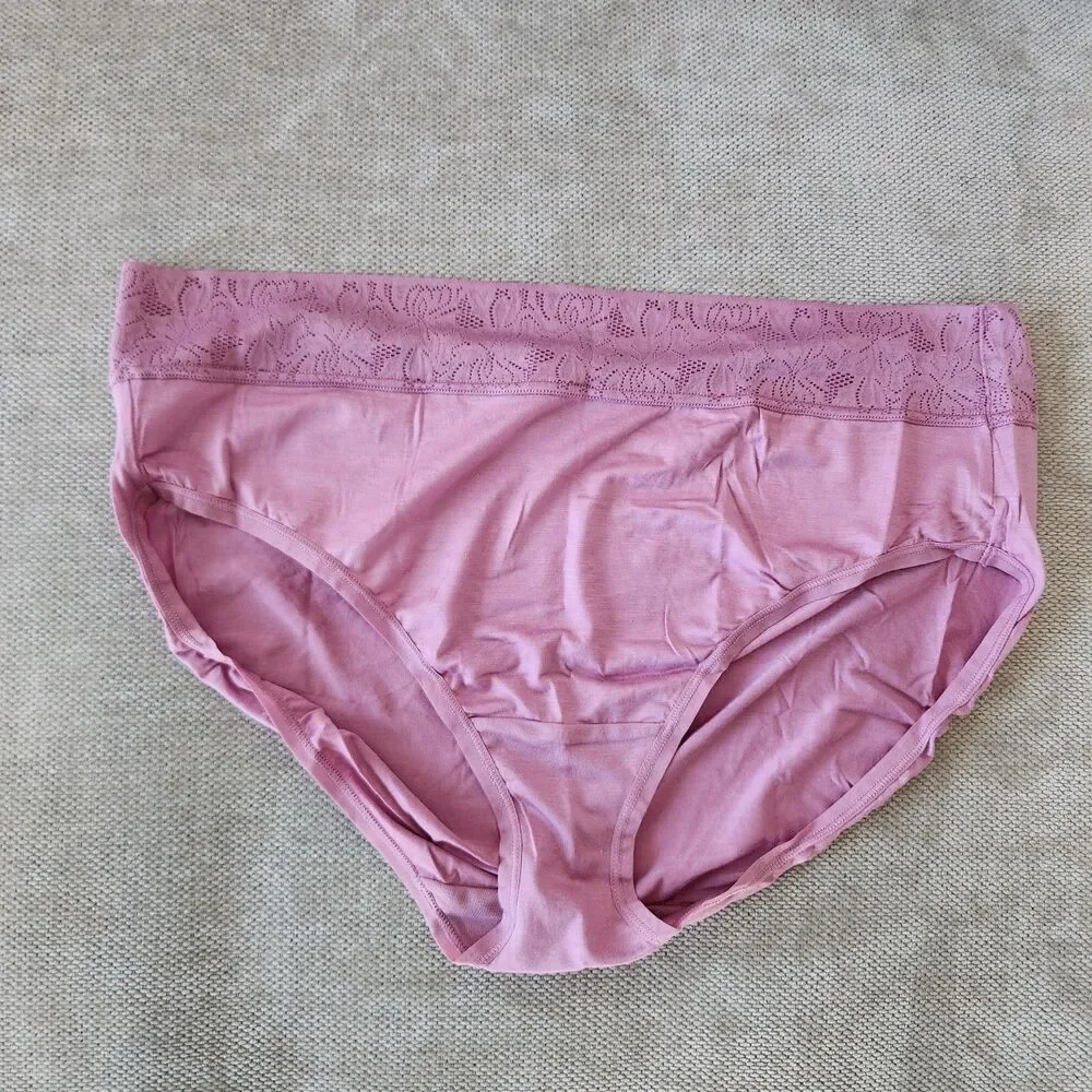 Breezies‎ 1X Modern Micro Hi Cut Brief Underwear 3 Pack Black Pink Beige Multi